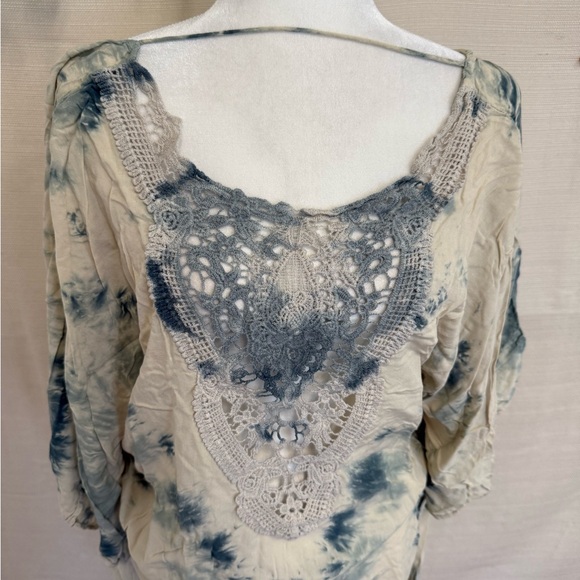 Tiare Hawaii Tops - Tiare Hawaii Blue Tie-Dye Lace Top